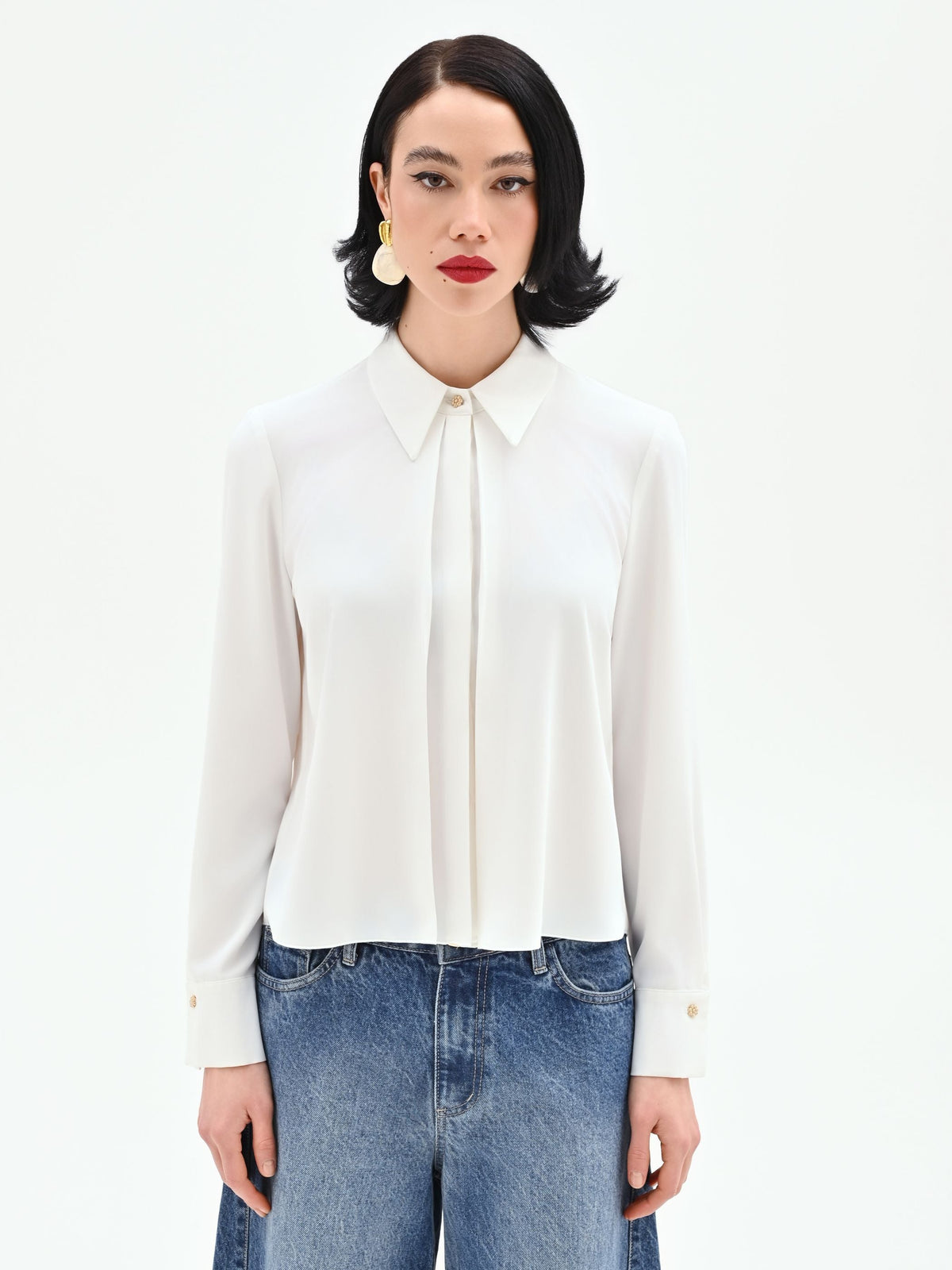 Camicia panna bianco dalla linea fluida
