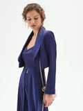 Giacca corta atelier blu indaco in raso