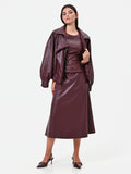 Abito midi in similpelle rosso bordeaux Giorgia Palmas X Rinascimento
