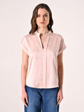 Blusa con Collo alla Coreana Rosa