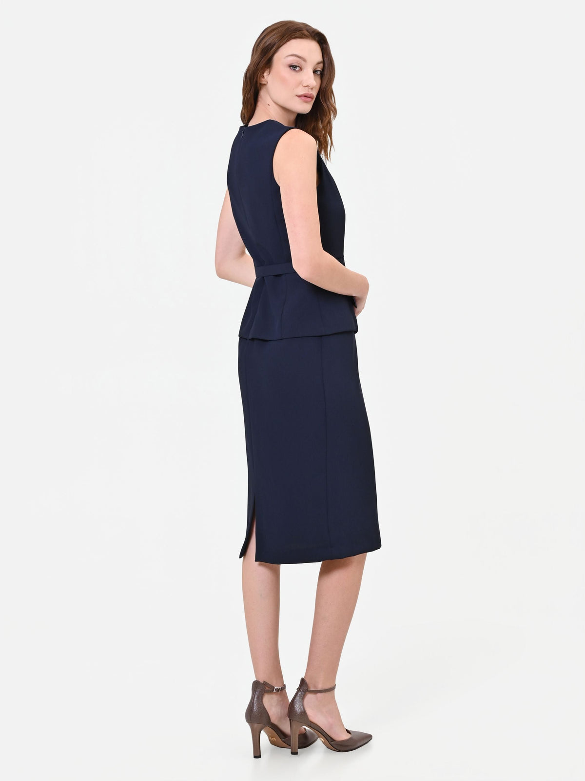 Abito midi blu navy effetto due pezzi