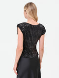 Top nero in paillettes