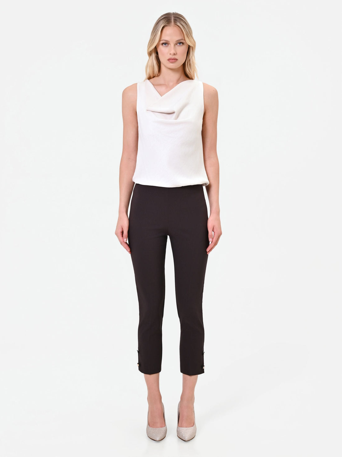 Pantalone moro marrone con spacchetto laterale