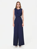 Tuta intera blu navy con drappeggio