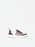 Sneaker cioccolato con inserti effetto coccodrillo