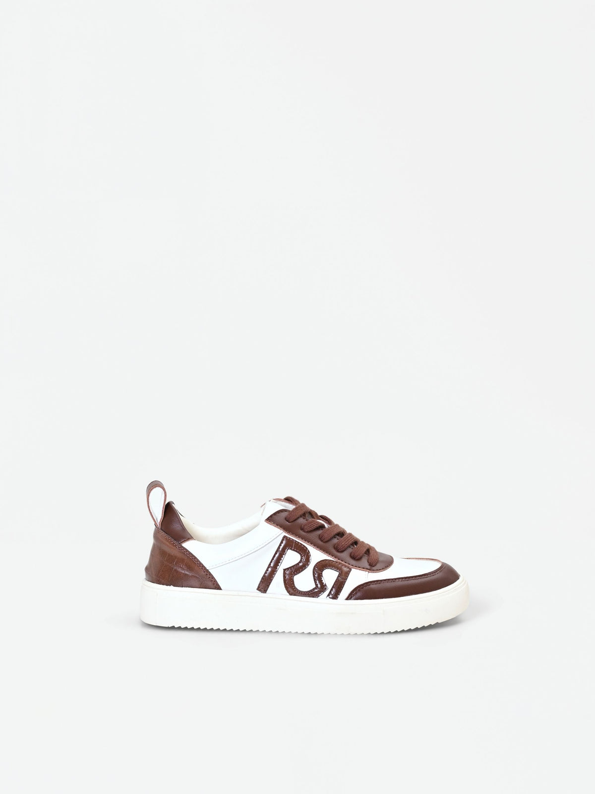 Sneaker cioccolato con inserti effetto coccodrillo