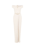 Abito Lungo Beige Chiaro in scuba Mano Crepe
