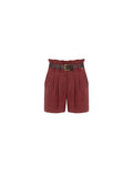 Pantalone corto rosso a vita alta