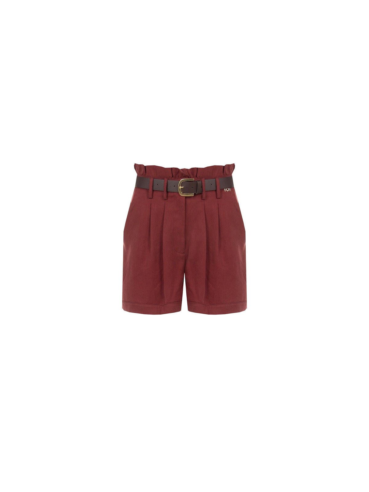 Pantalone corto rosso a vita alta