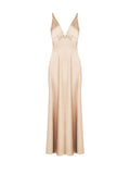 Abito Lungo in Envers Satin Beige Scuro