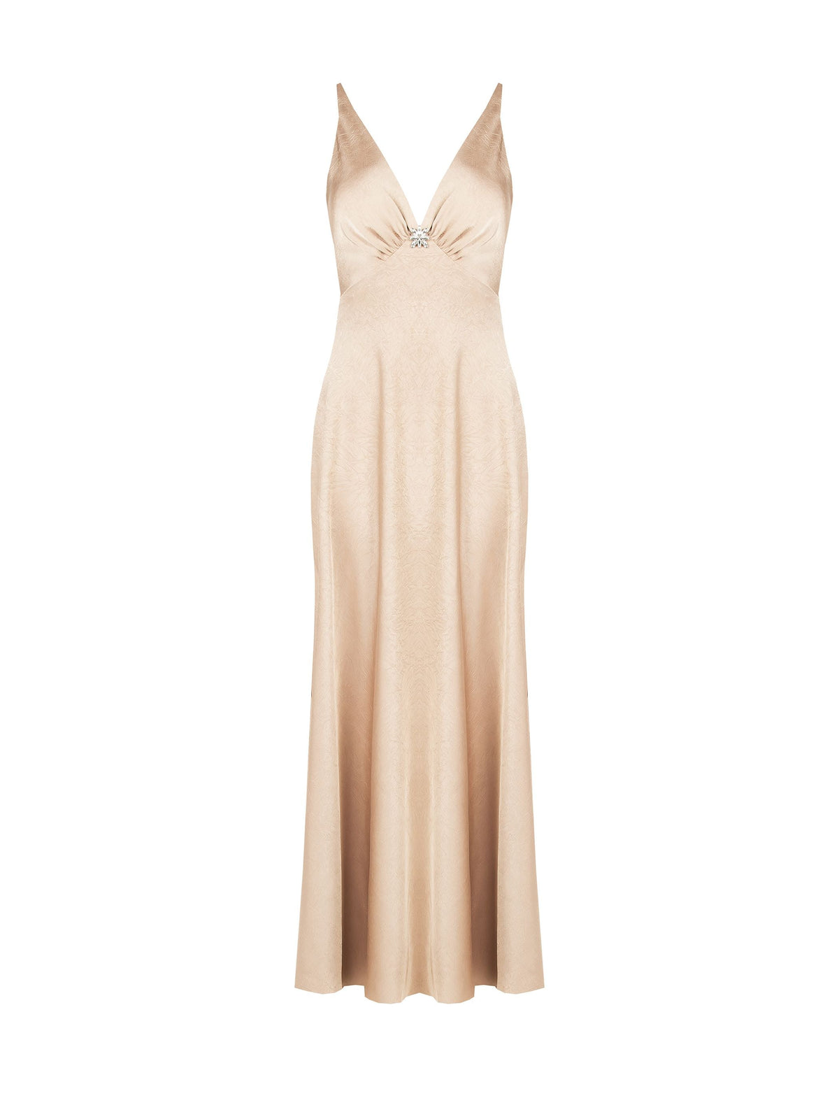 Abito Lungo in Envers Satin Beige Scuro