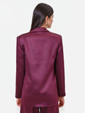 Giacca monopetto bordeaux rosso in raso jacquard Giorgia Palmas X Rinascimento