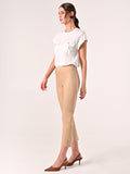 Pantaloni Skinny in Cotone Beige Scuro