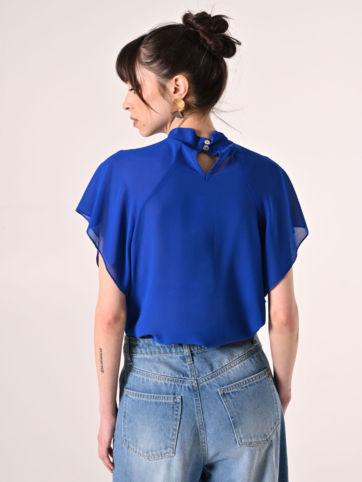 Blusa con Rouches Blu Cina