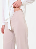 Pantalone a palazzo tortora beige a vita alta