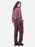 Pantalone cargo bordeaux rosso in similpelle