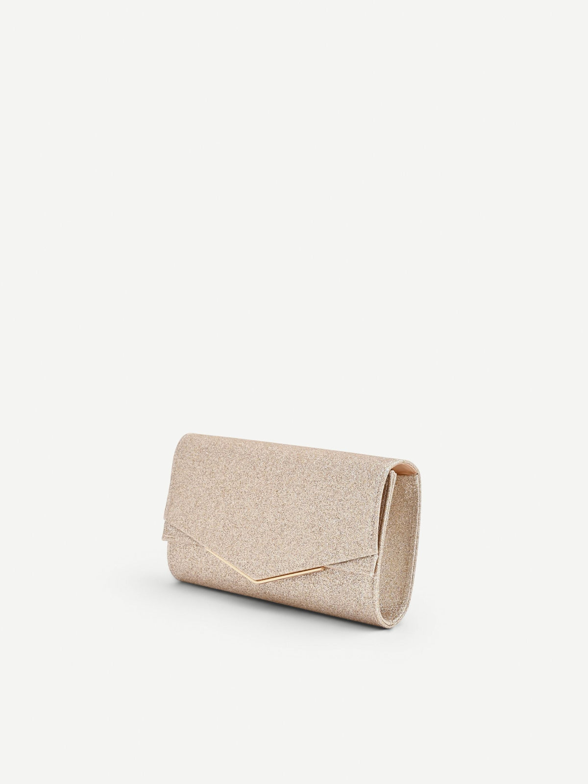 Clutch oro champagne con profilo metallico