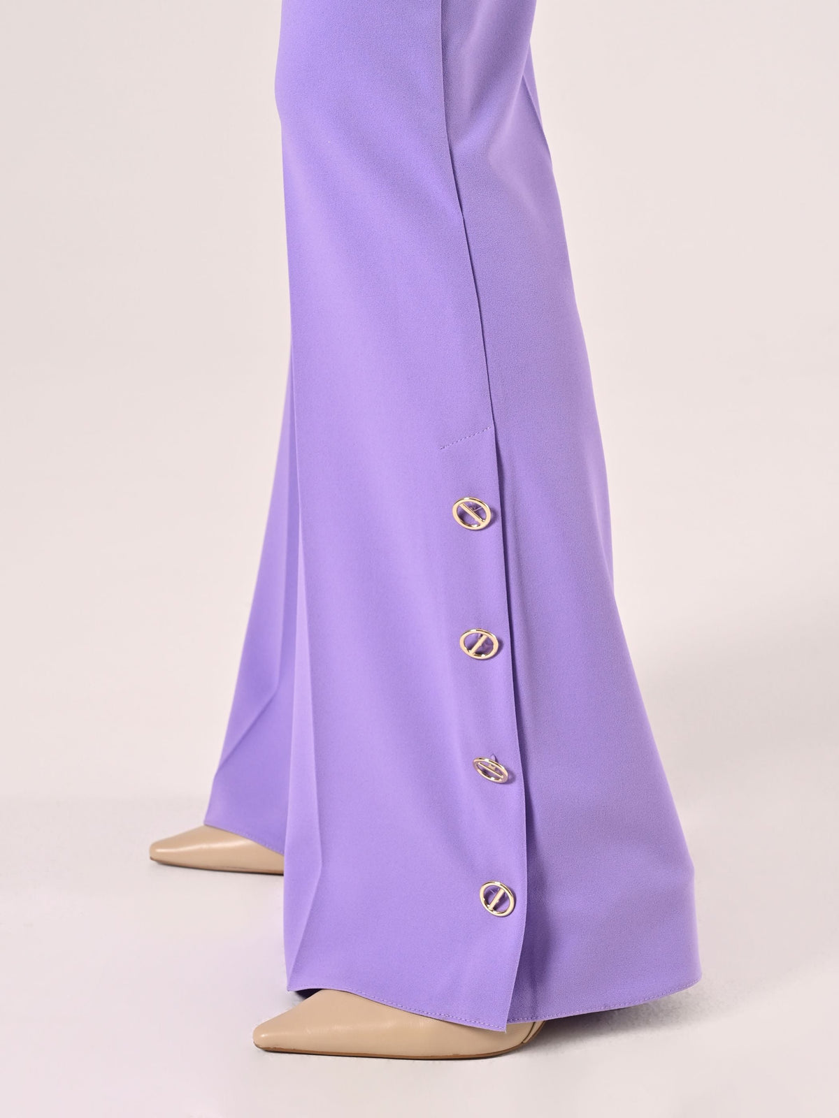 Pantaloni Palazzo in Scuba Mano Crepe Viola Lavanda