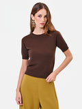 Maglia in lana marrone a maniche corte