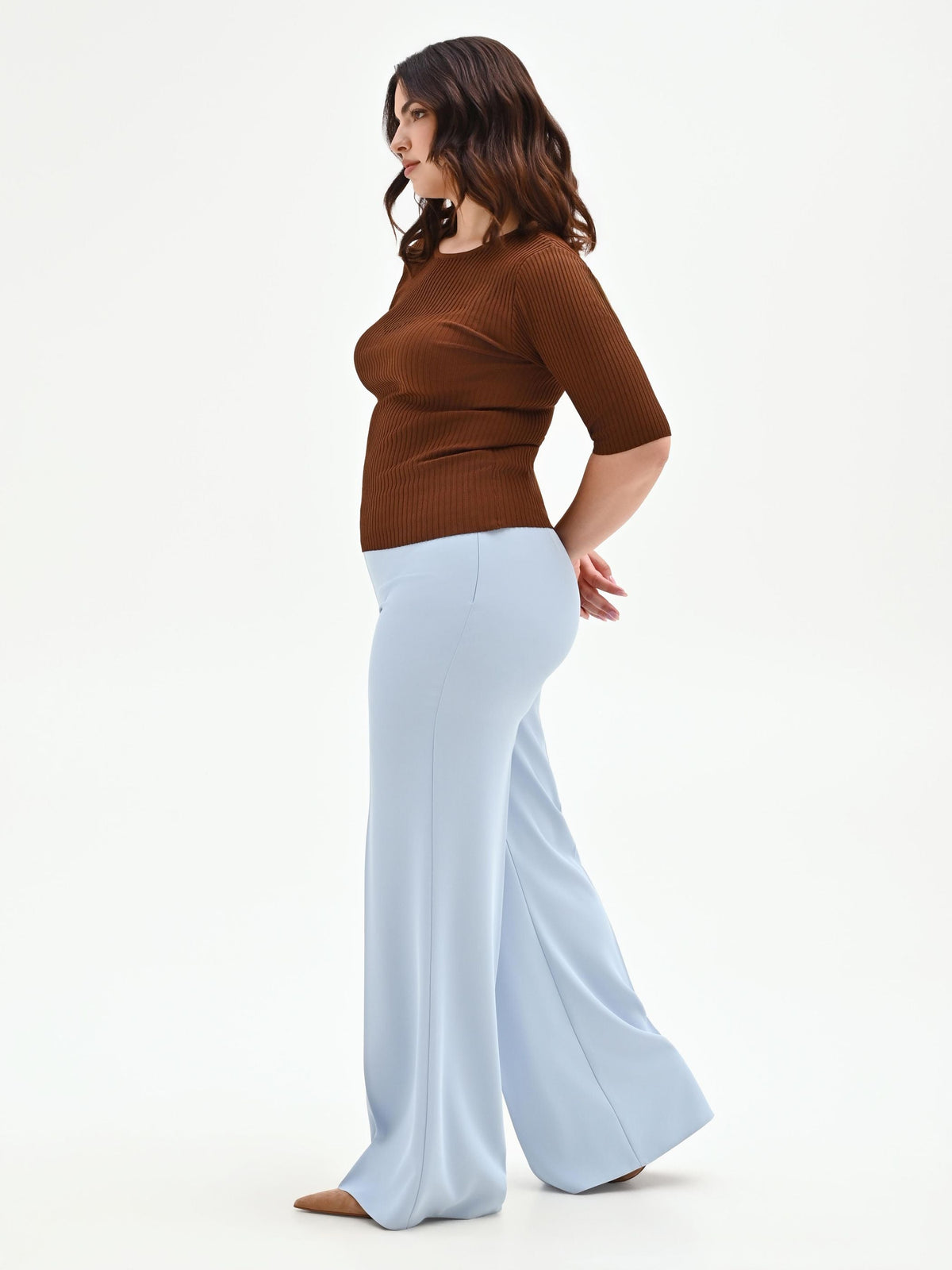 Pantalone Curvy a palazzo cielo azzurro