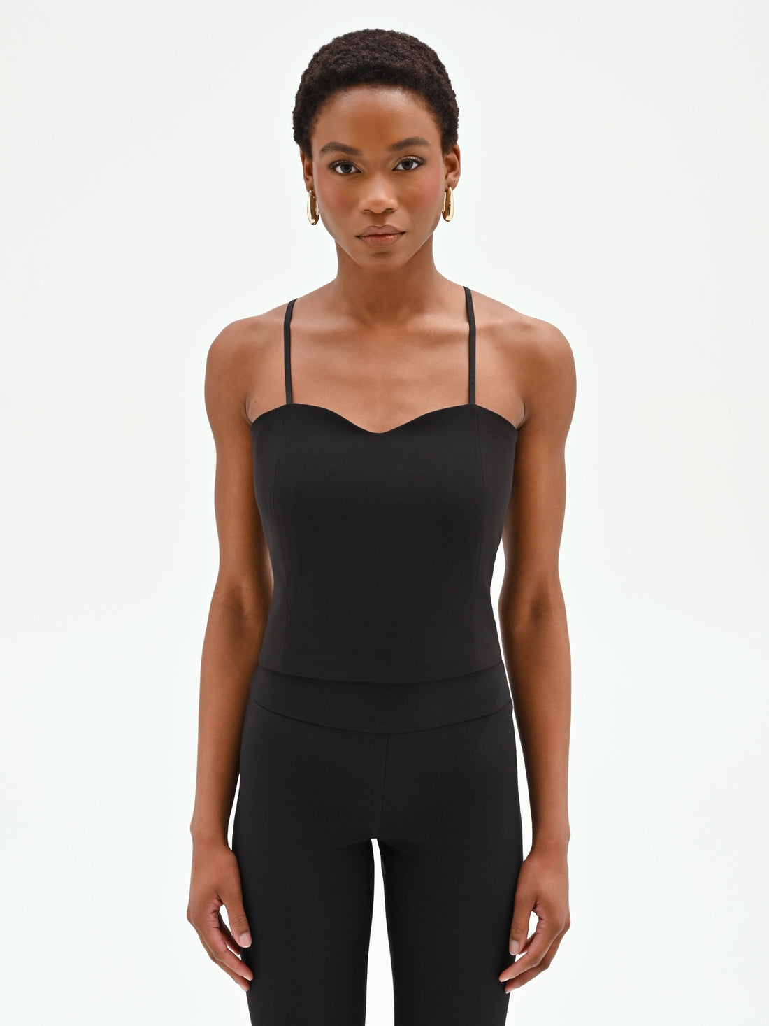 Top bustier nero con doppie spalline