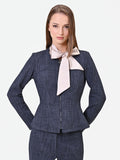 Giacca blu navy sciancrata con zip