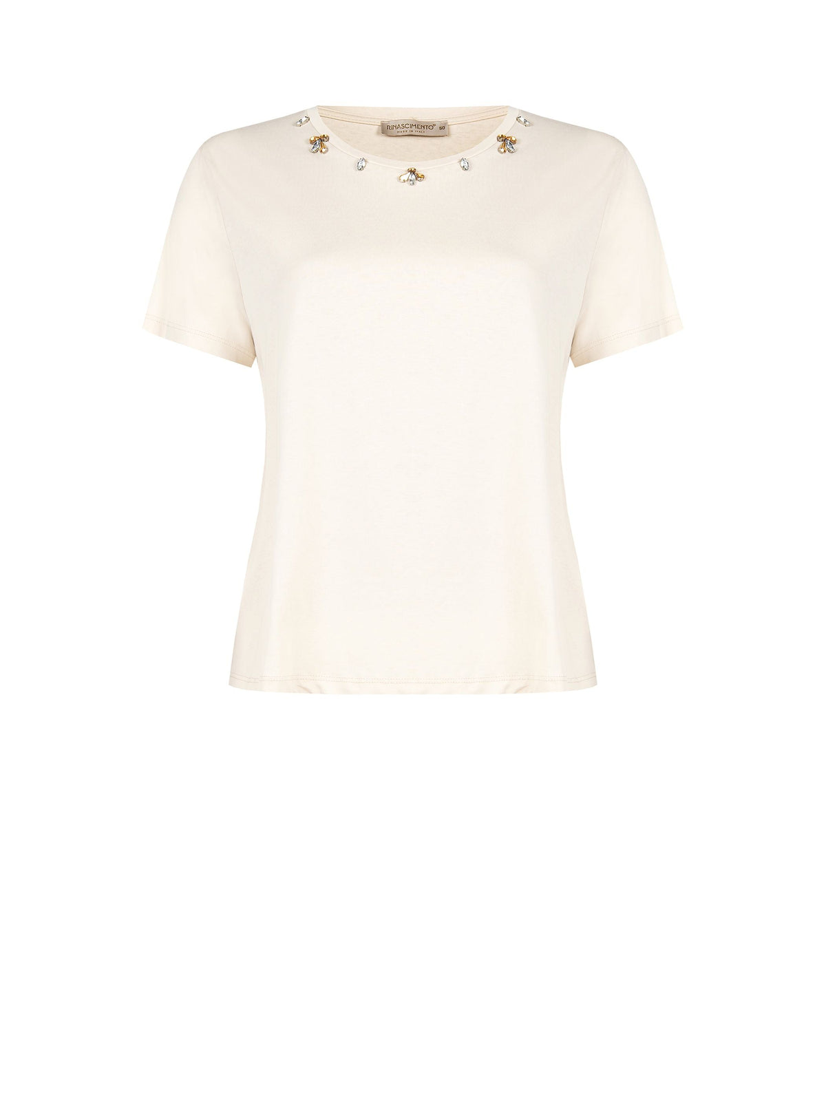 T-Shirt Curvy Beige con Pietre