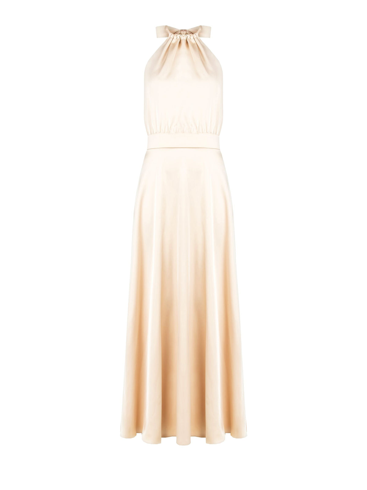 Abito Lungo in Raso Beige Chiaro