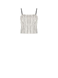 Top in lino panna con fantasia a righe