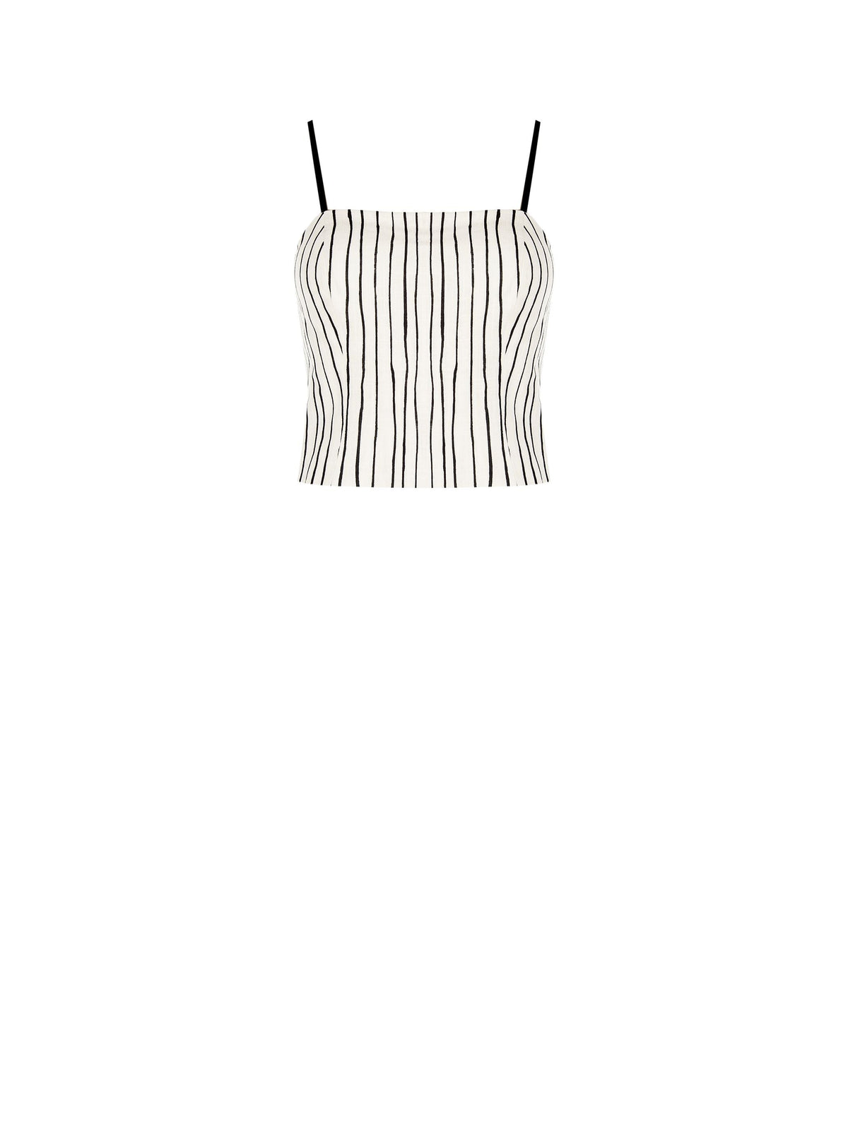 Top in lino panna con fantasia a righe