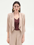 Giacca tortora beige dal design aperto in viscosa
