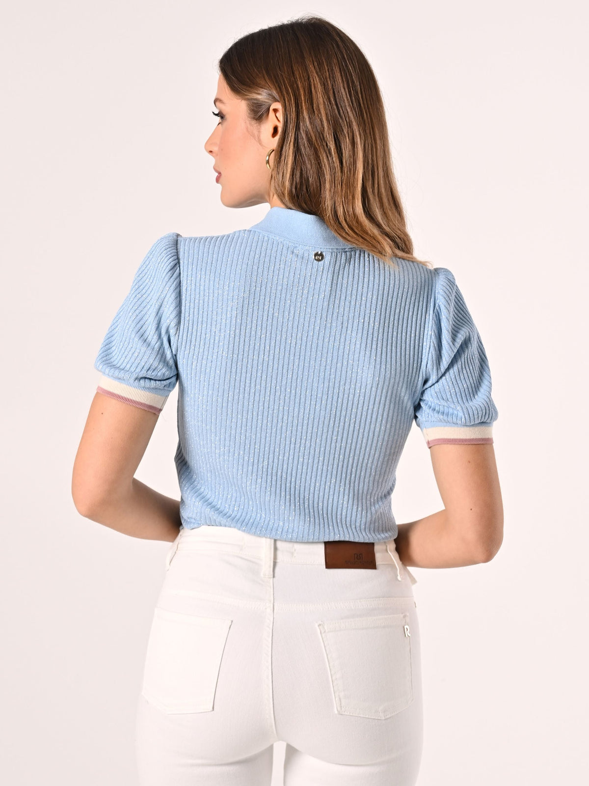 Polo in Maglia Lurex Azzurra