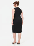 Abito Curvy  tubino nero in scuba crepe con rever