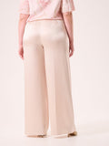 Pantaloni Curvy in Raso Strutturato Beige