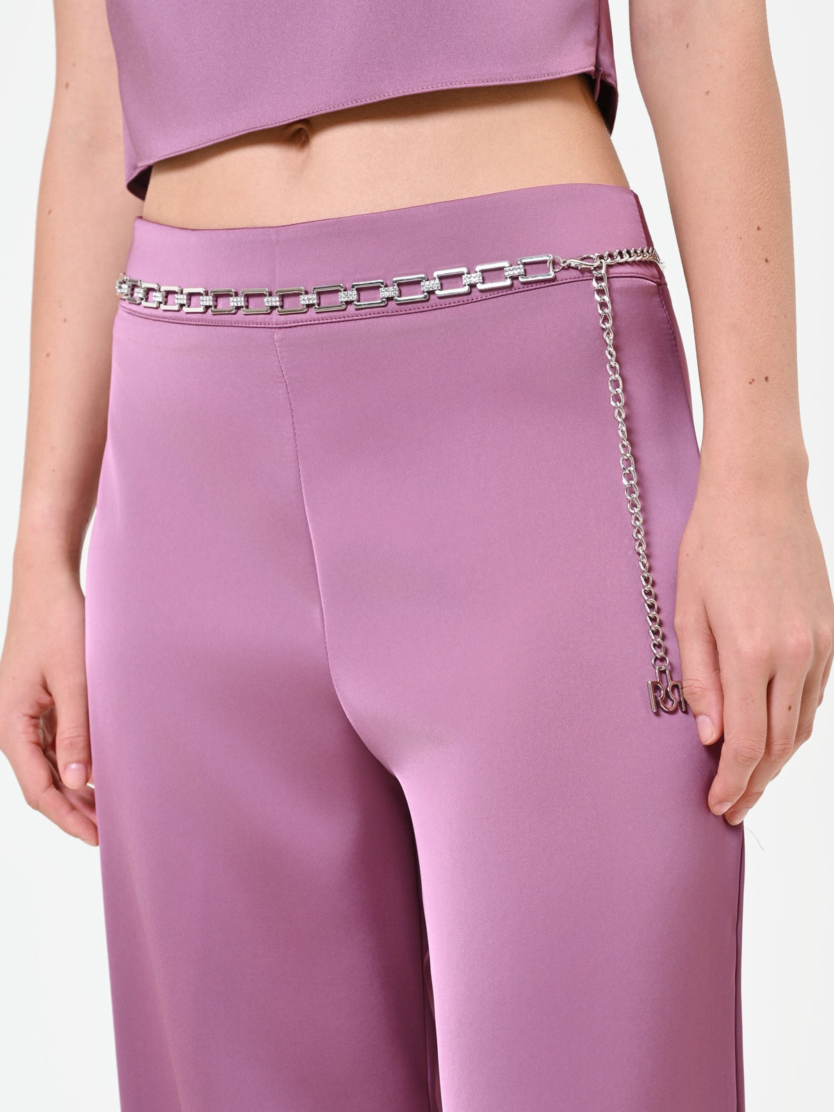 Pantalone palazzo rosa antico in raso