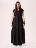 Abito Curvy Nero in Lino Viscosa