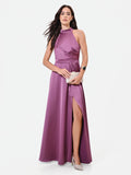Abito Lungo Rosa Antico con scollo Halter