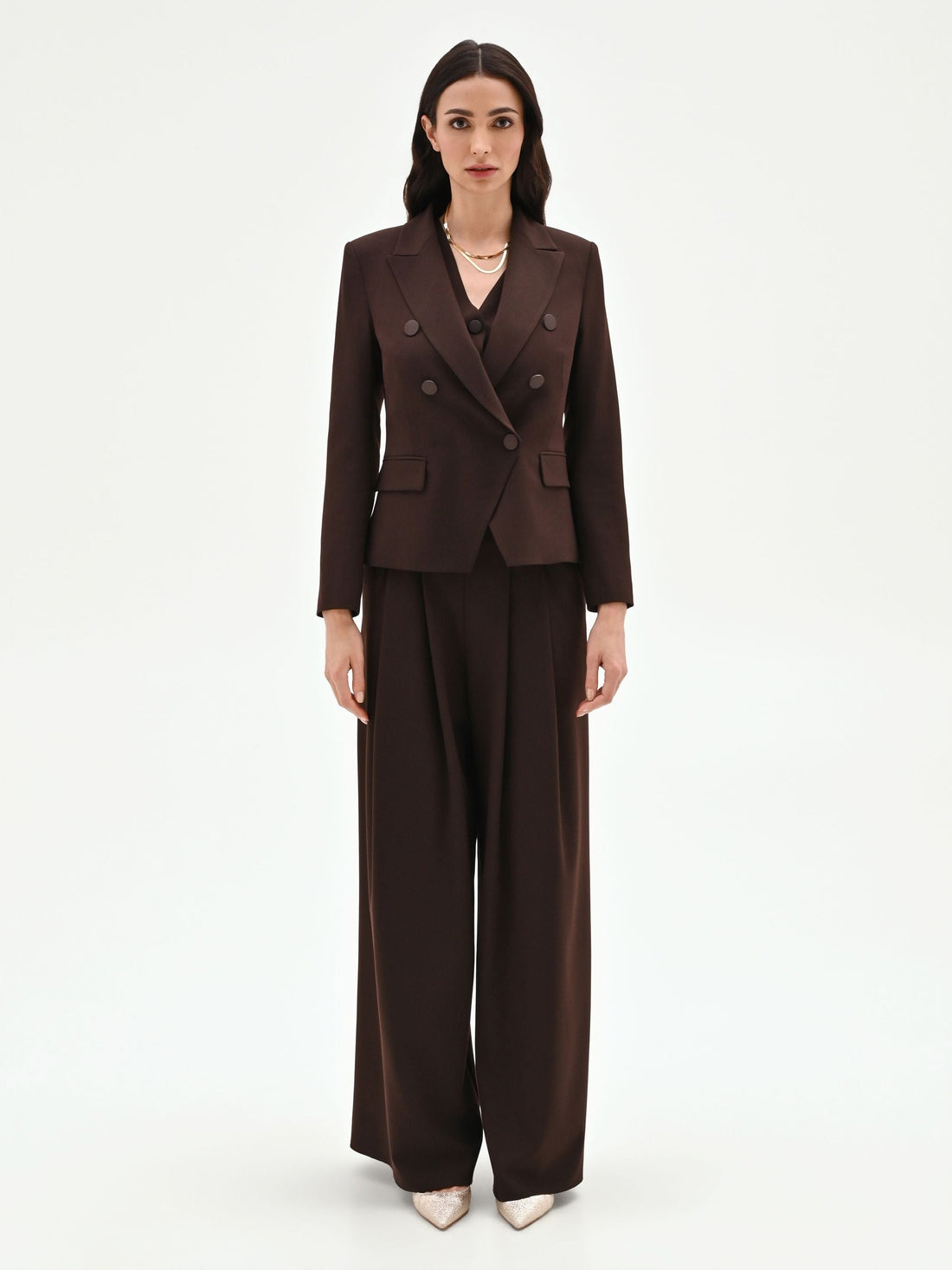 Blazer doppiopetto moro marrone con revers a lancia