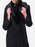 Cappotto midi nero con collo effetto pelliccia misto lana Giorgia Palmas X Rinascimento