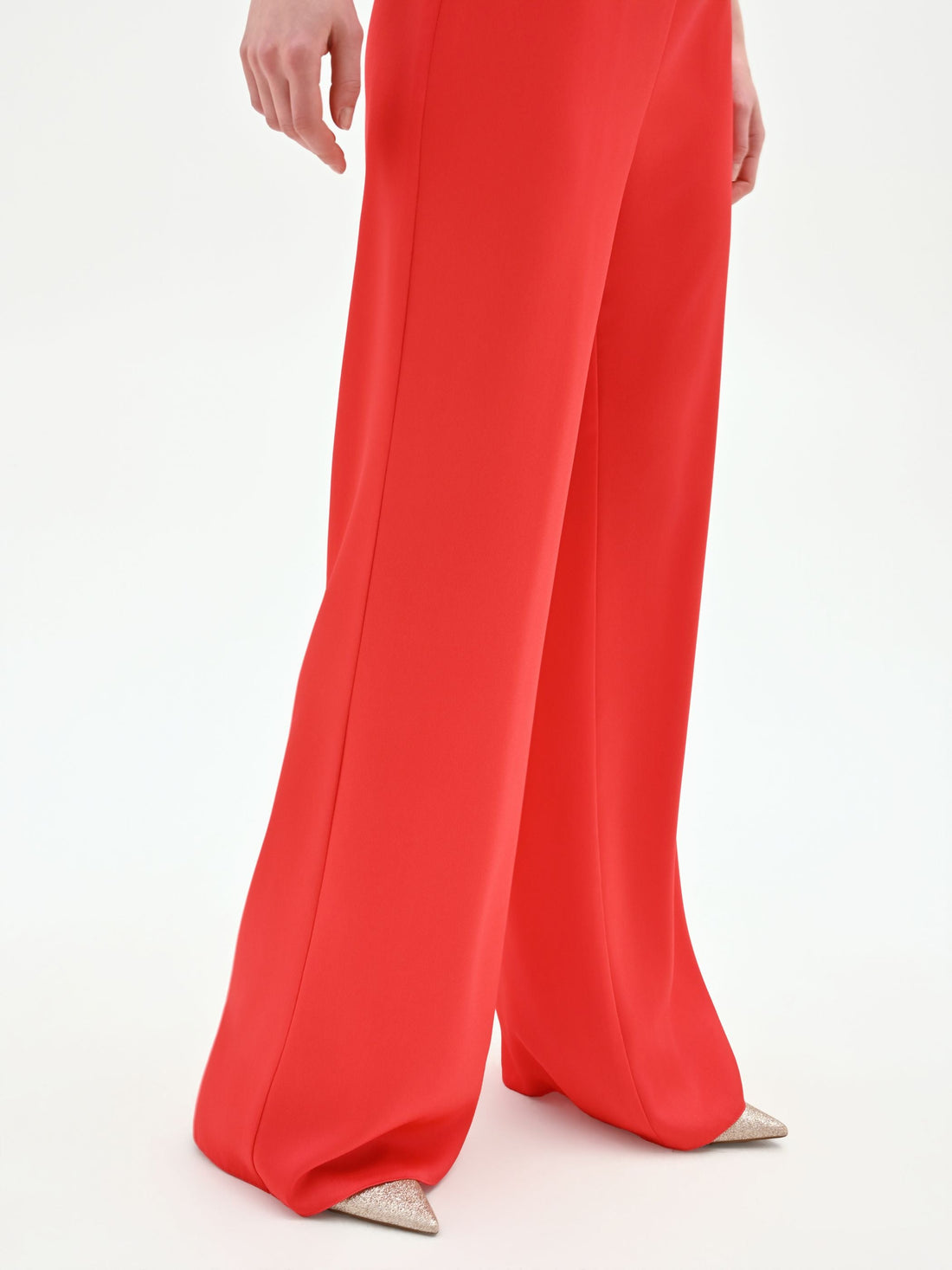 Pantalone a palazzo rosso fragola in raso
