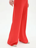 Pantalone a palazzo rosso fragola in raso