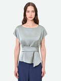 Blusa verde salvia effetto baschina