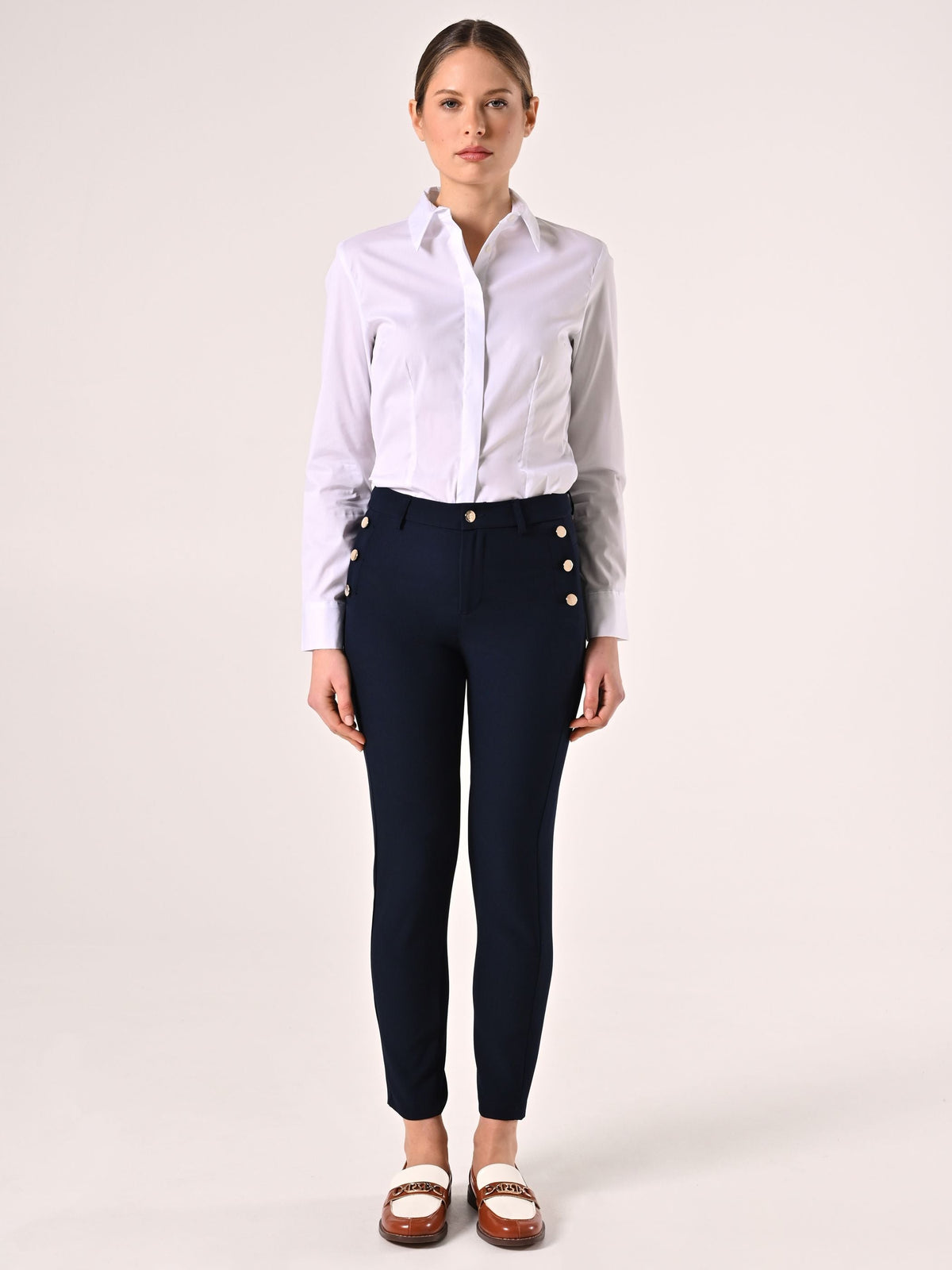 Pantaloni con Bottoni Mariniére Blu