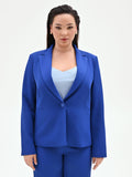 Giacca Curvy blu cina con rever a lancia in cadi