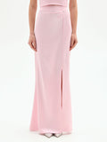 Gonna lunga rosa pastello in raso