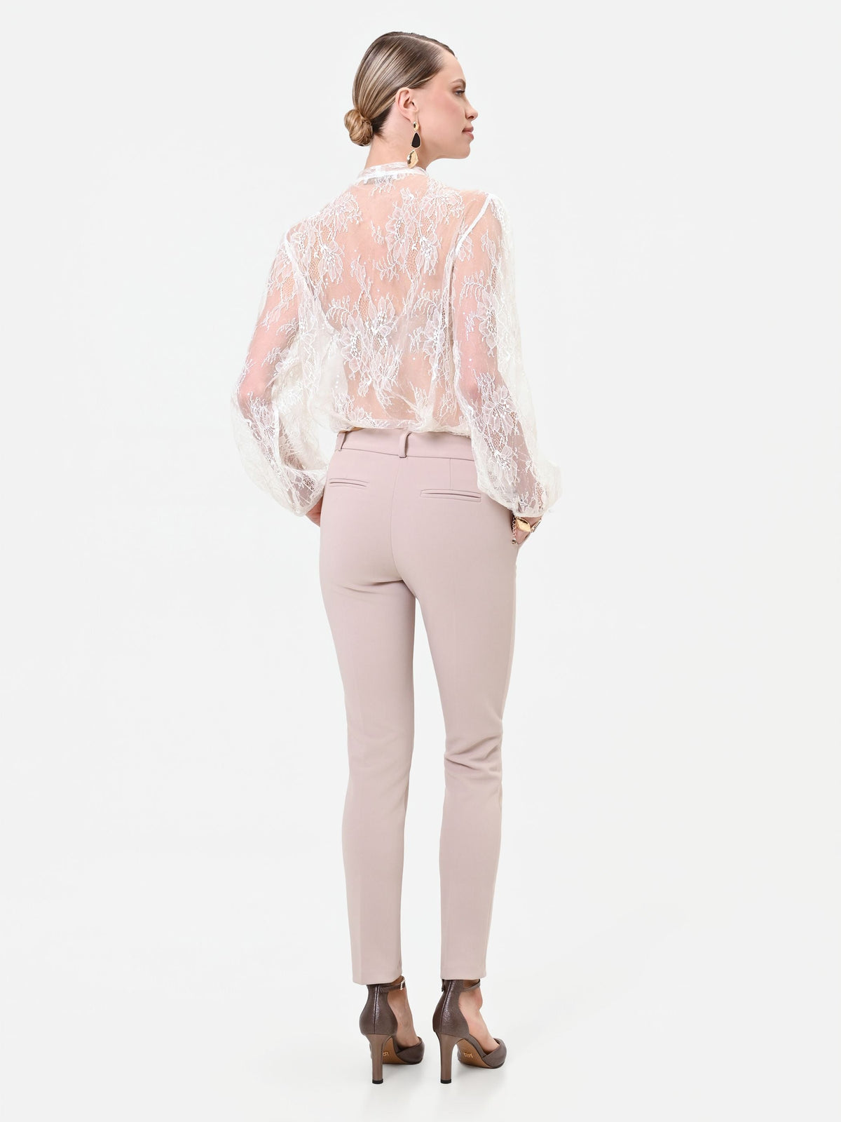 Pantalone skinny tortora beige