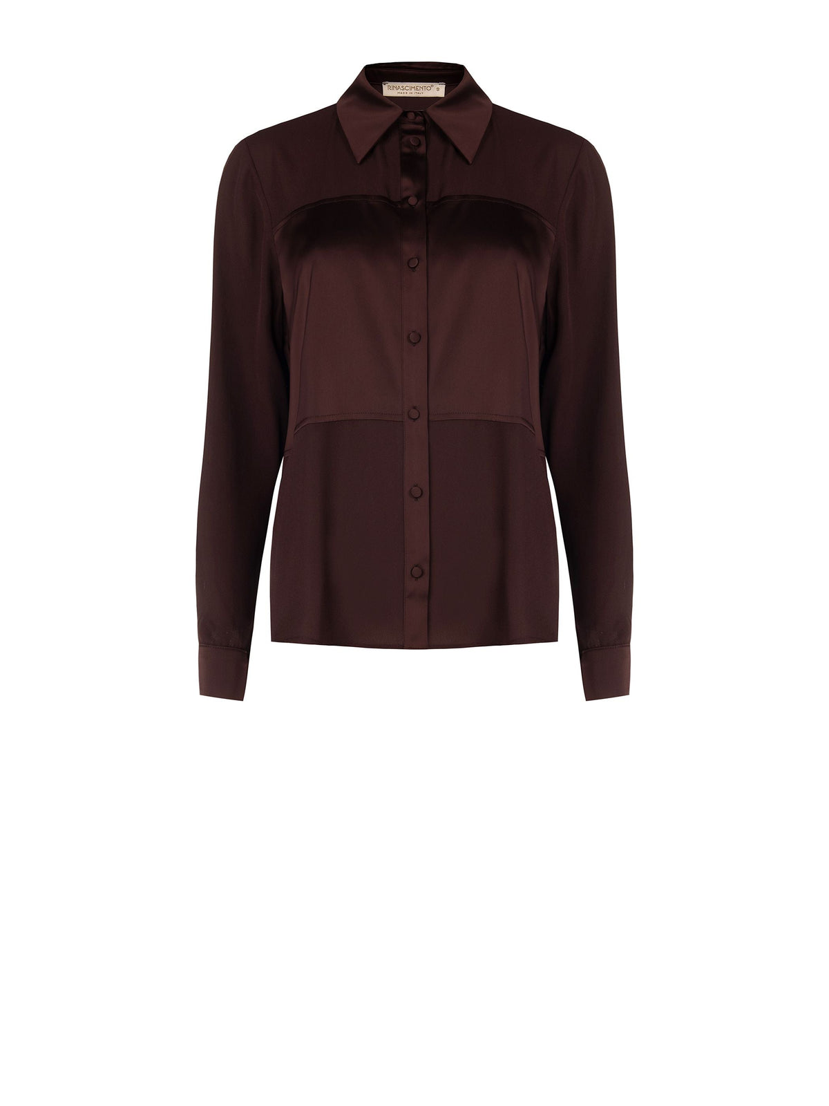 Camicia cioccolato con inserti geometrici