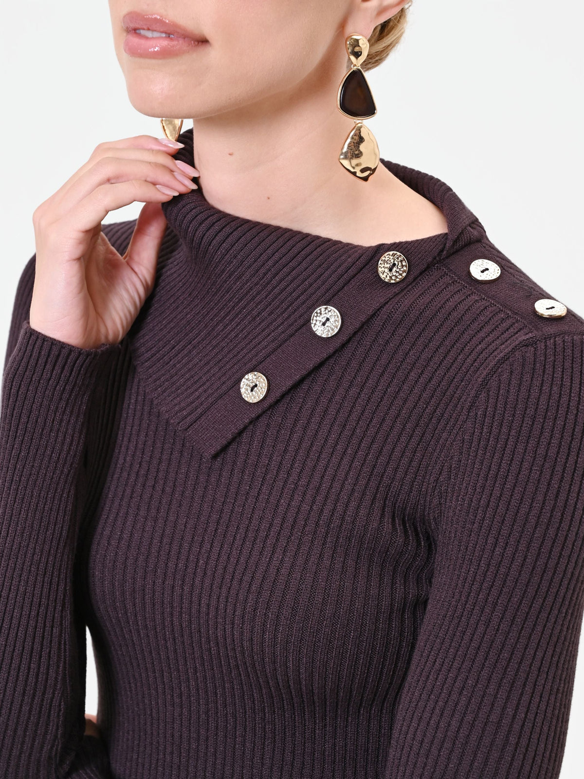 Abito tubino in maglia marrone