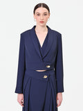 Giacca corta blu navy con bottone design