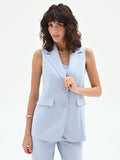 Gilet monopetto cielo azzurro con revers a lancia